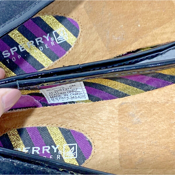 Sperry Top Siders Driving Loafers Slip On Shoes Black Bows US 6M Glittery Toes - Picture 9 of 9